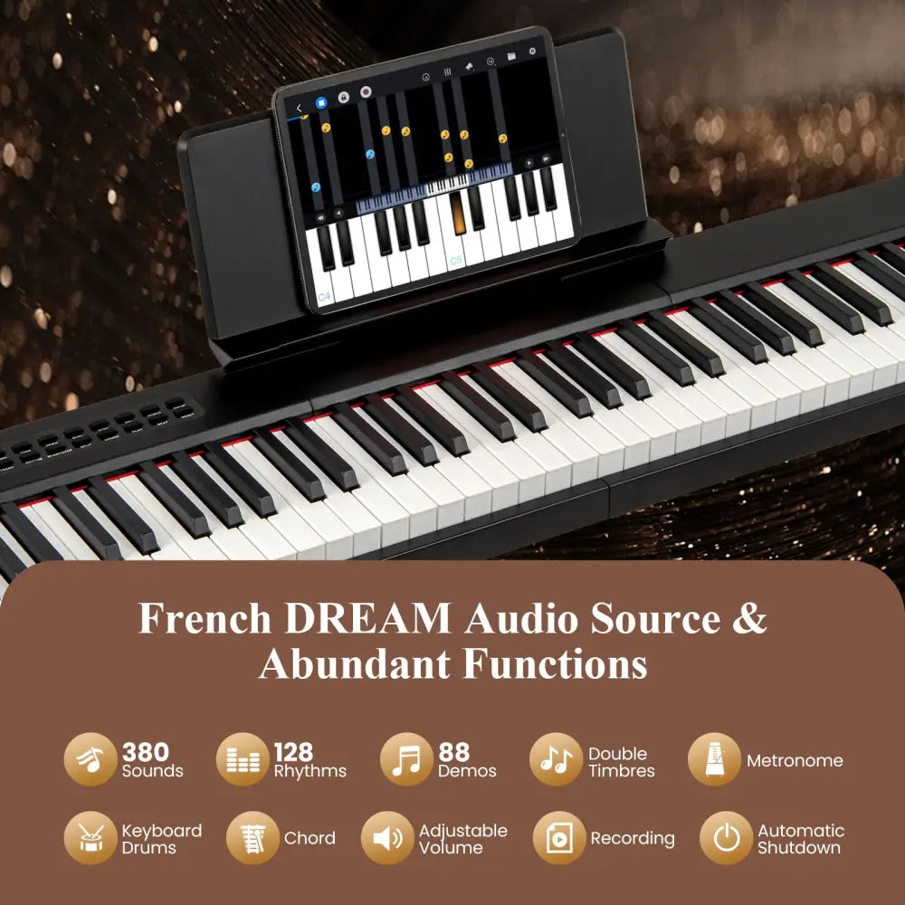 88 Keys Velocity-Sensitive Piano Keyboard with French DREAM Audio Source-Black - Black - Pianos & Keyboards