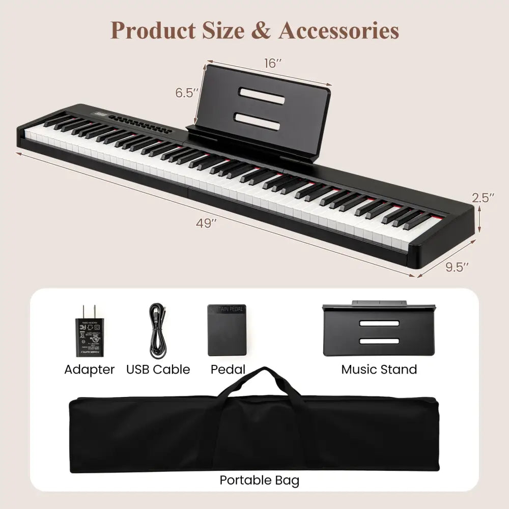 88 Keys Velocity-Sensitive Piano Keyboard with French DREAM Audio Source-Black - Black - Pianos & Keyboards