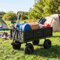 880 lbs Utility Wagon Flatbed with Removable Oxford Cloth Liner-Black - Black - Garden Carts