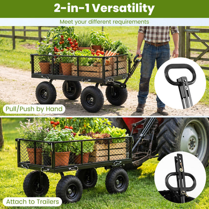 880 lbs Utility Wagon Flatbed with Removable Oxford Cloth Liner-Black