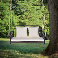 880LBS Wicker Hanging Porch Swing with Cushions-White - White - Porch Swings