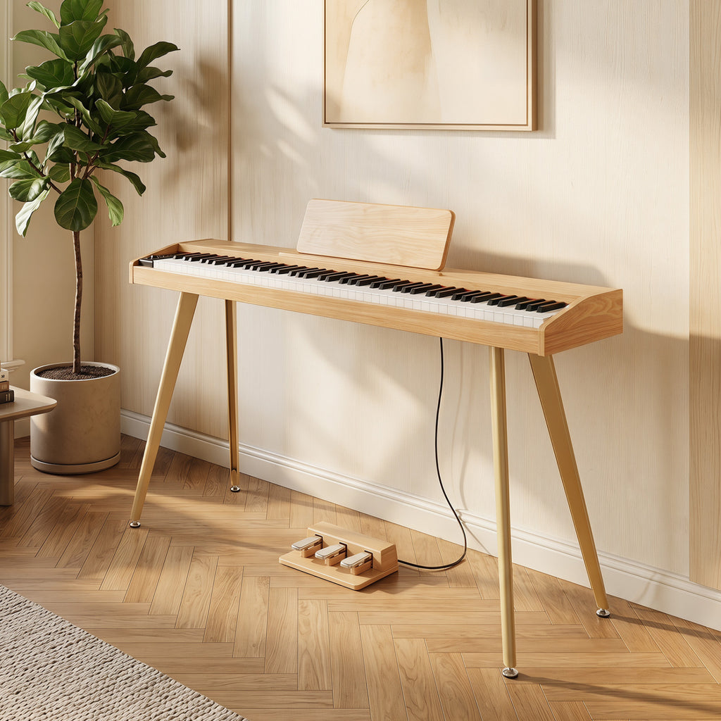 88-Key Semi-Weighted Digital Piano with 3 Pedal Unit and 80 Demos-Natural