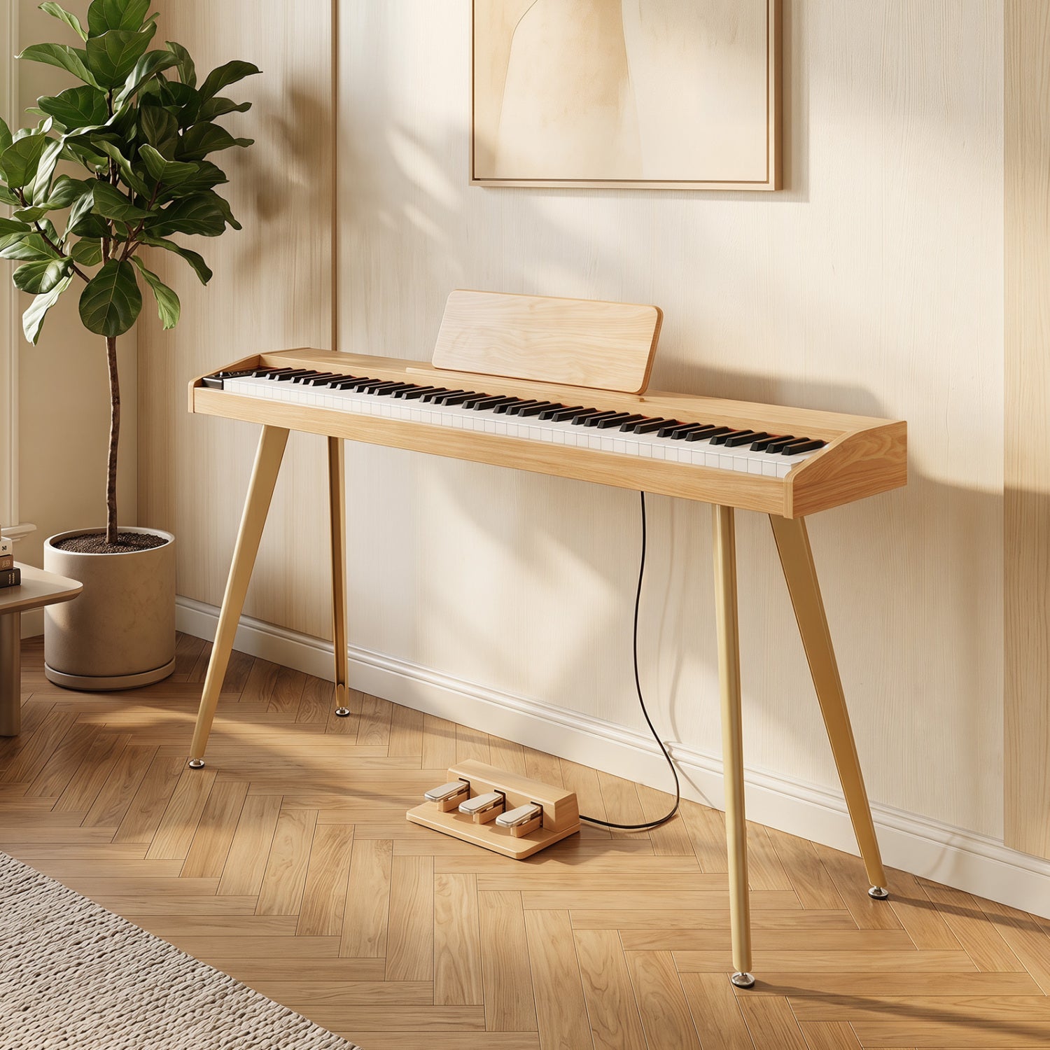 88-Key Semi-Weighted Digital Piano with 3 Pedal Unit and 80 Demos-Natural