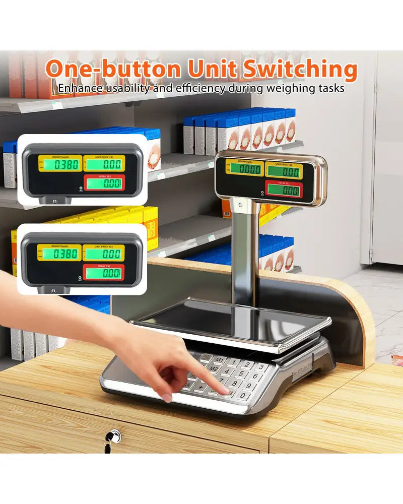 88lb Price Computing Scale with Pole Dual LCD Display Digital Commercial Food Scale - Kitchen Tools