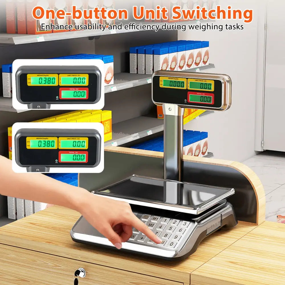 88lb Price Computing Scale with Pole Dual LCD Display Digital Commercial Food Scale - Kitchen Tools