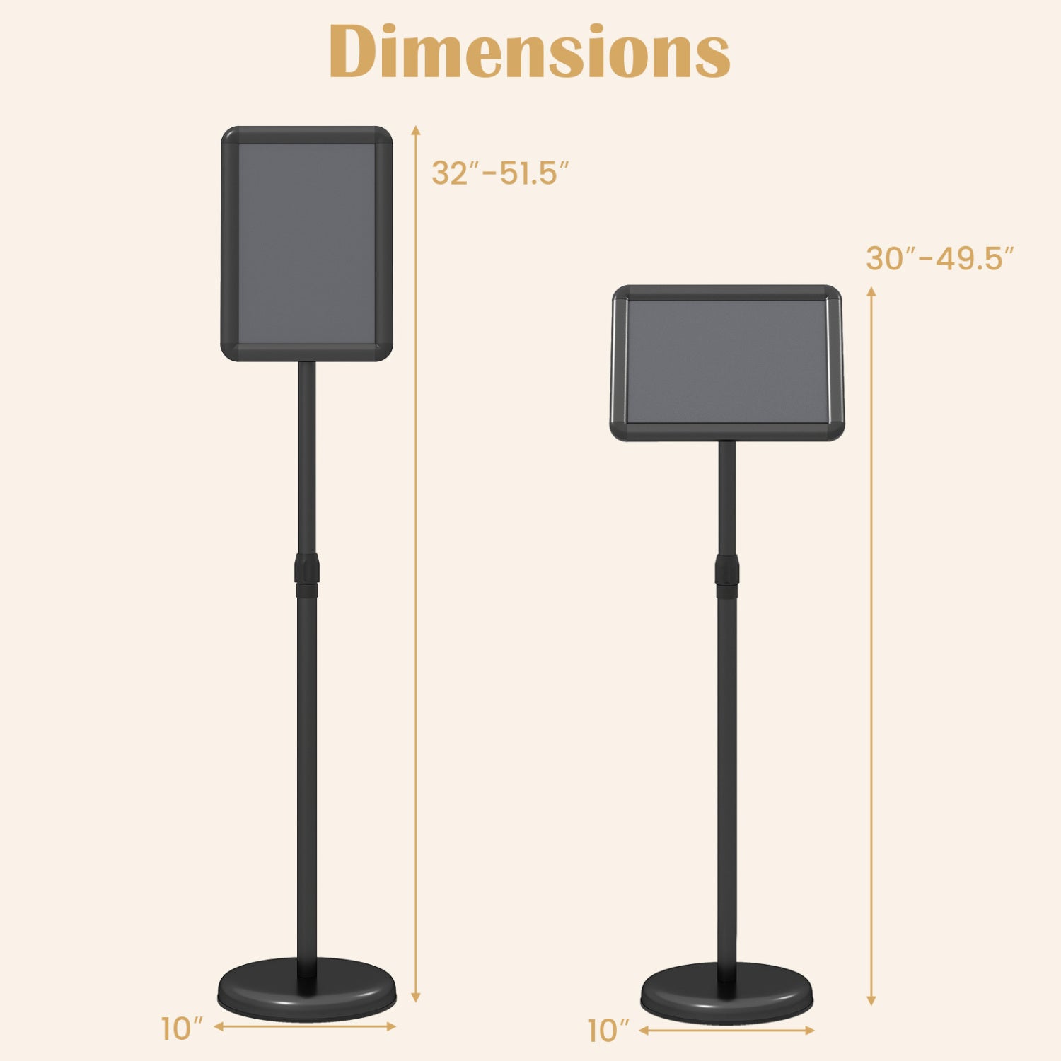 8.5 x 11Inch Sign Holder Stand with Snap-Open Frame and 360° Rotation-Black