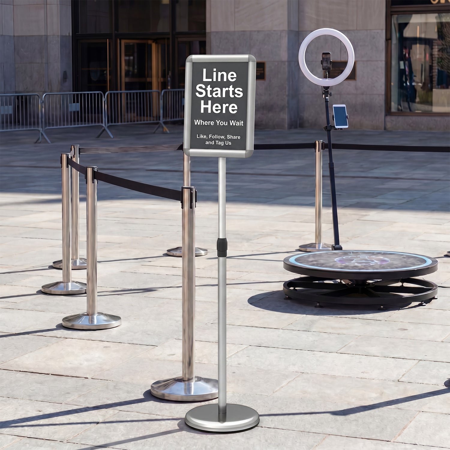 8.5 x 11Inch Sign Holder Stand with Snap-Open Frame and 360° Rotation-Silver
