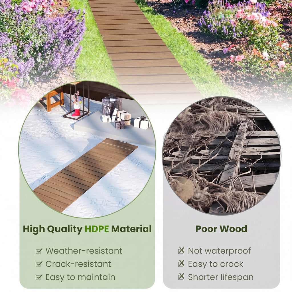 8 Feet Outdoor Pathway Straight Roll-Out Patio Boardwalk-Brown