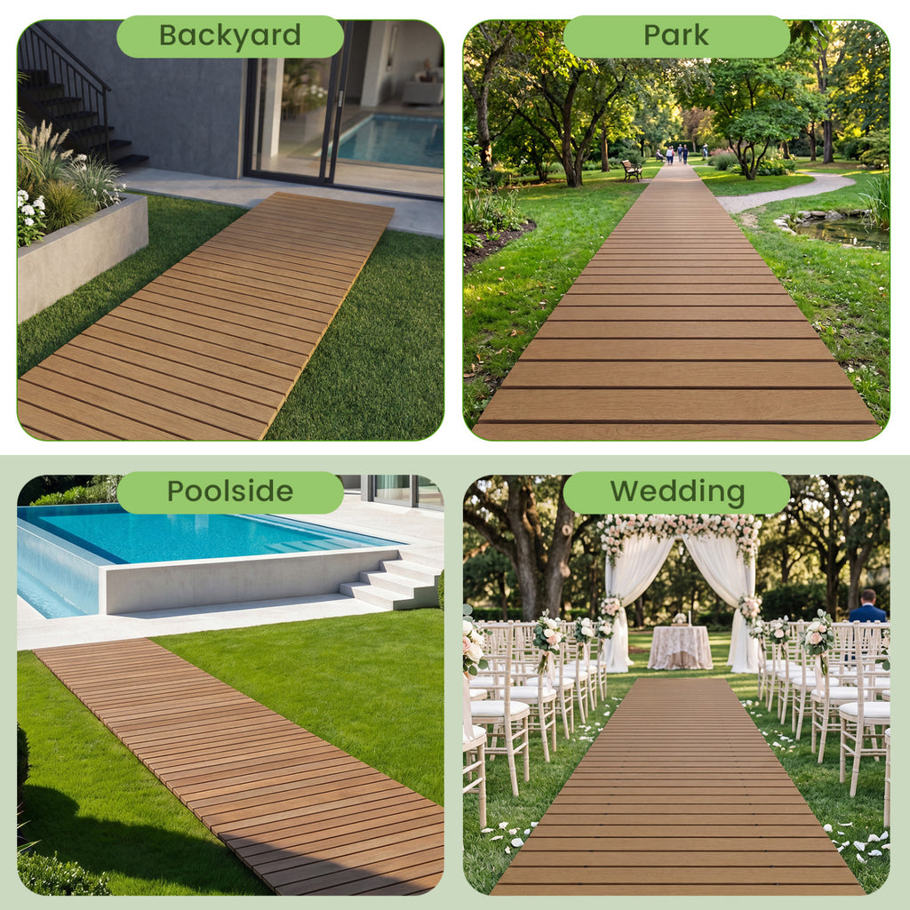 8 Feet Outdoor Pathway Straight Roll-Out Patio Boardwalk-Brown
