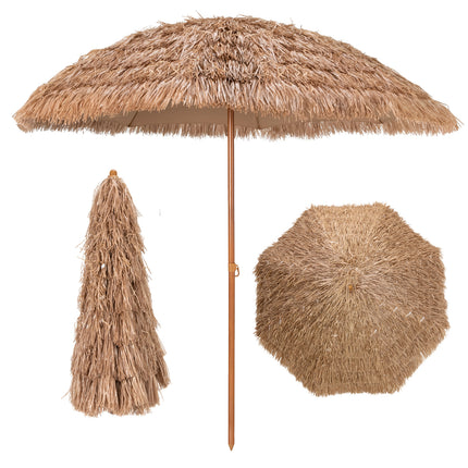 8 Feet Patio Thatched Tiki Umbrella Hawaiian Hula Beach Umbrella