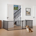 8-Panel Extra Wide Baby Gate Adjustable Pet Safety Fence with Auto-close Door-Black