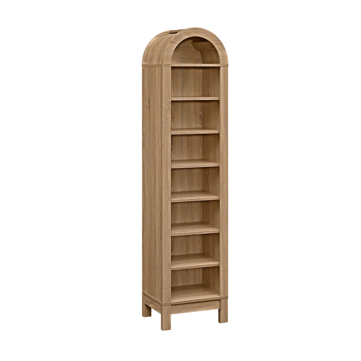 8-Tier Modern Arch Bookshelf with 3 Adjustable Shelves-Natural