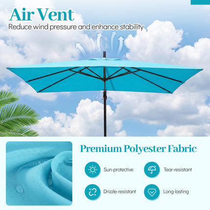 8 x 8 FT Offset Cantilever Patio Umbrella Square Hanging Outdoor Market Umbrella with 360° Rotation-Turquoise