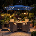 8 x 8 Square FT Solar LED Offset Cantilever Patio Umbrella with 360° Rotation-Navy