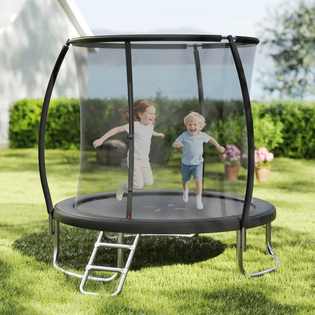 8FT Outdoor Heavy-Duty Recreational Trampoline-Black - Black - Trampolines
