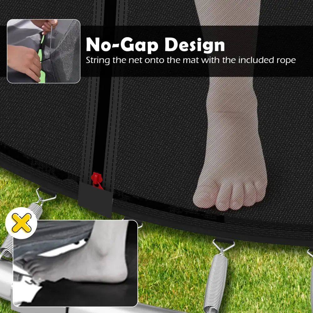 8FT Outdoor Heavy-Duty Recreational Trampoline-Black - Black - Trampolines