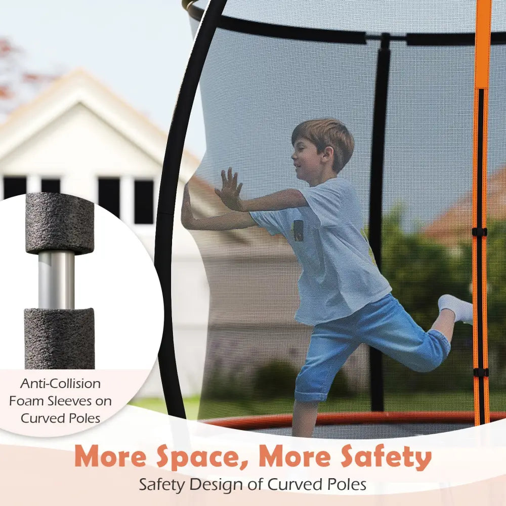 8FT Outdoor Heavy-Duty Recreational Trampoline-Orange - Orange - Trampolines