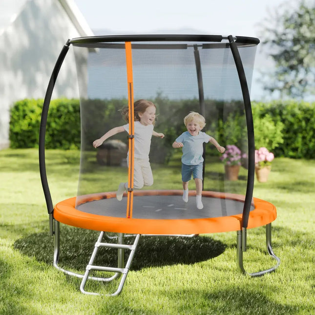 8FT Outdoor Heavy-Duty Recreational Trampoline-Orange - Orange - Trampolines