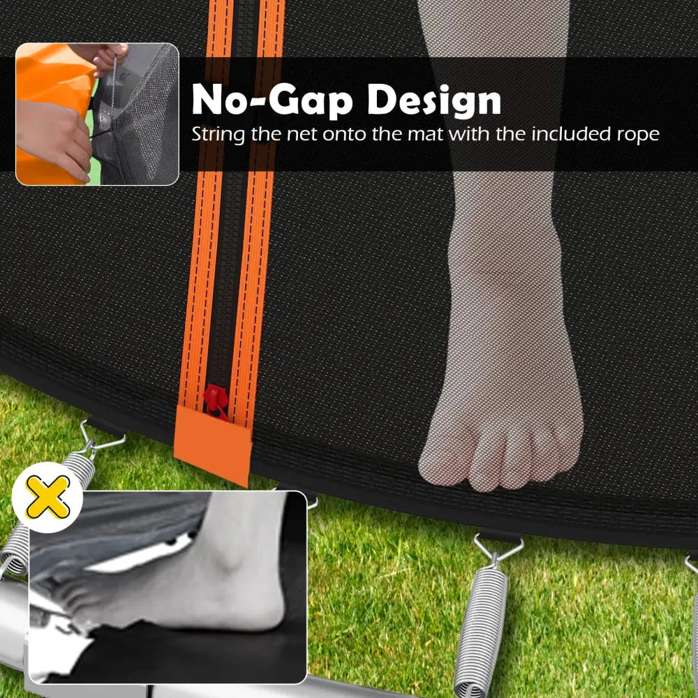 8FT Outdoor Heavy-Duty Recreational Trampoline-Orange - Orange - Trampolines