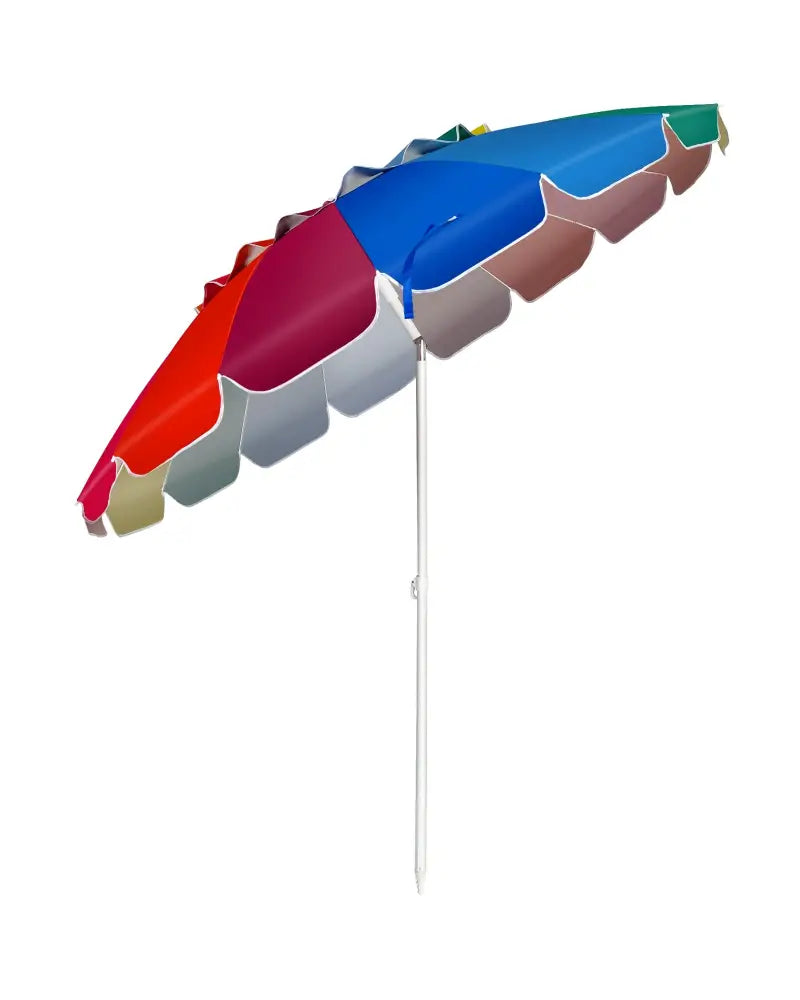 8FT Portable Beach Umbrella with Sand Anchor and Tilt Mechanism for Garden and Patio-Multicolor - Multicolor - Outdoor