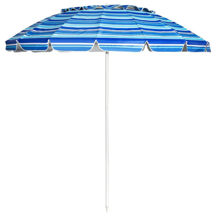 8FT Portable Beach Umbrella with Sand Anchor and Tilt Mechanism for Garden and Patio-Navy - Navy - Outdoor Umbrellas