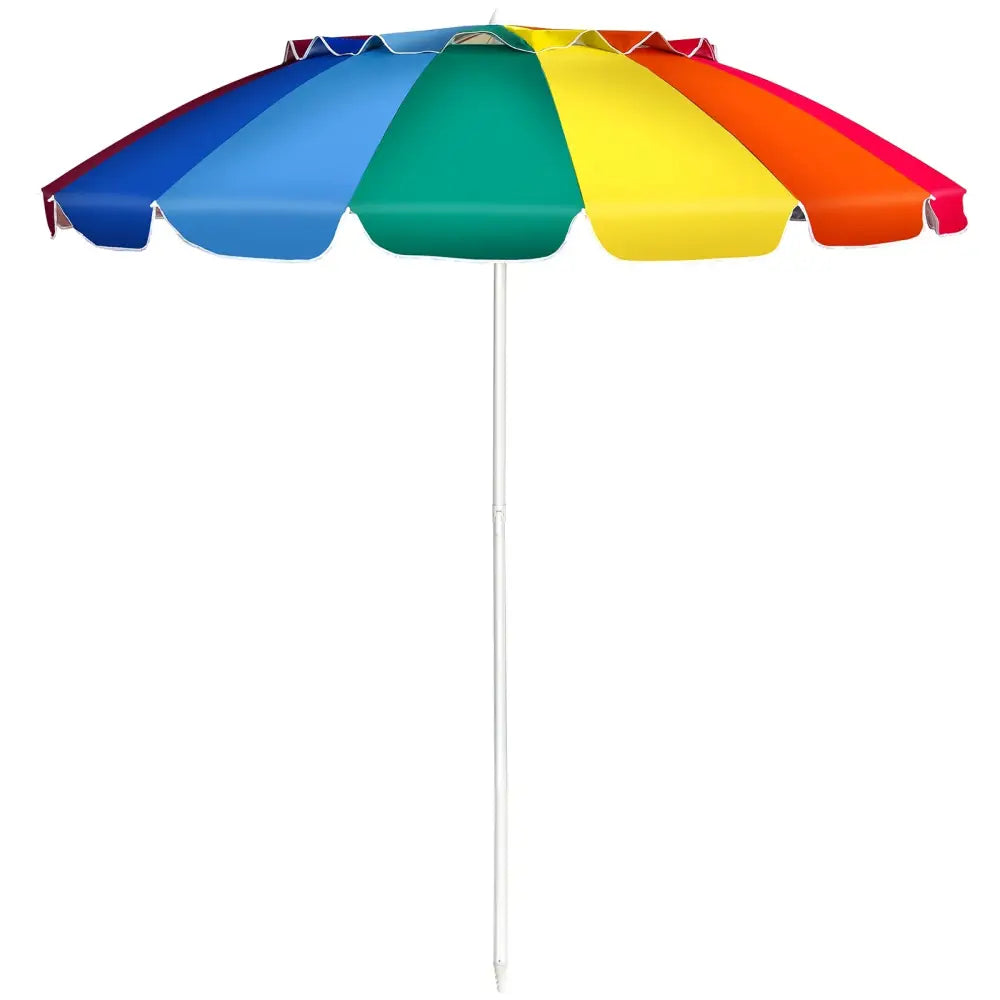 8FT Portable Beach Umbrella with Sand Anchor and Tilt Mechanism for Garden and Patio-Multicolor - Multicolor - Outdoor