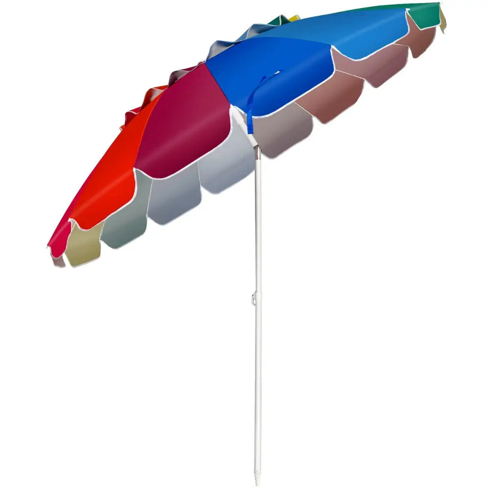 8FT Portable Beach Umbrella with Sand Anchor and Tilt Mechanism for Garden and Patio-Multicolor - Multicolor - Outdoor