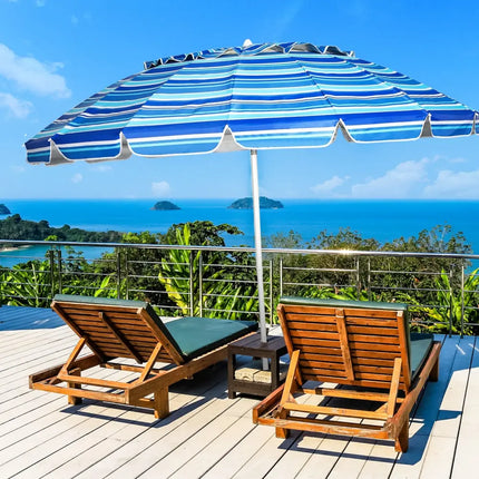 8FT Portable Beach Umbrella with Sand Anchor and Tilt Mechanism for Garden and Patio-Navy - Navy - Outdoor Umbrellas