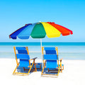 8FT Portable Beach Umbrella with Sand Anchor and Tilt Mechanism for Garden and Patio-Multicolor - Multicolor - Outdoor