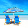 8FT Portable Beach Umbrella with Sand Anchor and Tilt Mechanism for Garden and Patio-Blue - Blue - Outdoor Umbrellas
