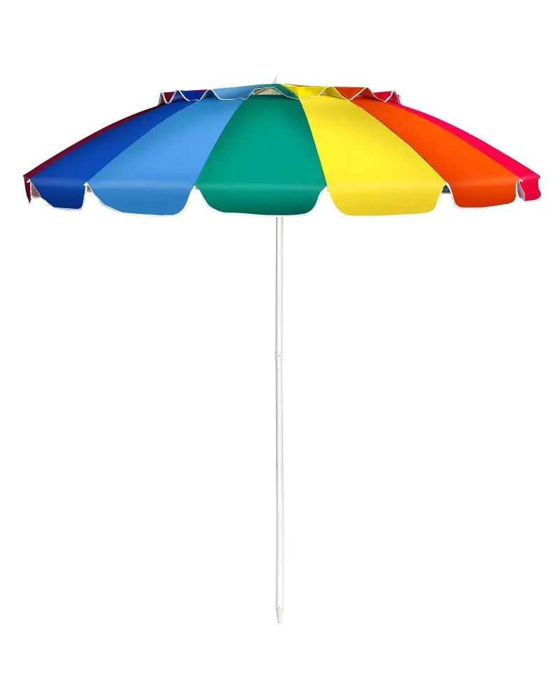 8FT Portable Beach Umbrella with Sand Anchor and Tilt Mechanism for Garden and Patio-Multicolor - Multicolor - Outdoor