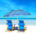 8FT Portable Beach Umbrella with Sand Anchor and Tilt Mechanism for Garden and Patio-Navy - Navy - Outdoor Umbrellas