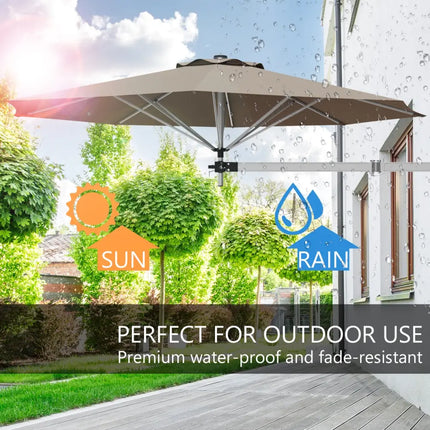 8ft Wall-Mounted Telescopic Folding Tilt Aluminum Sun Shade Umbrella-Tan - Tan - Outdoor Umbrellas