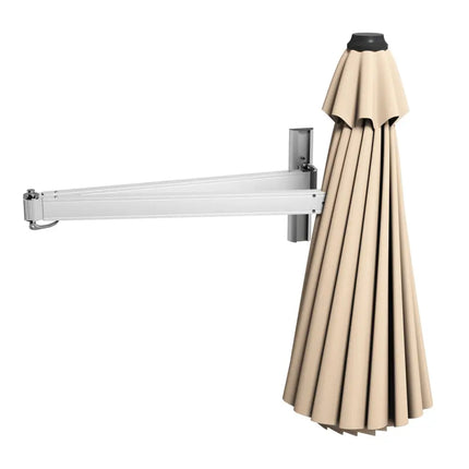 8ft Wall-Mounted Telescopic Folding Tilt Sun Shade Umbrella-Beige - Beige - Outdoor Umbrellas