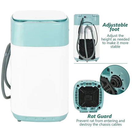 8lbs Portable Fully Automatic Washing Machine with Drain Pump-Green Costway