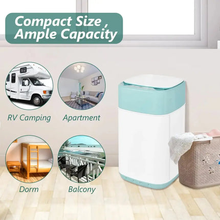 8lbs Portable Fully Automatic Washing Machine with Drain Pump-Green Costway
