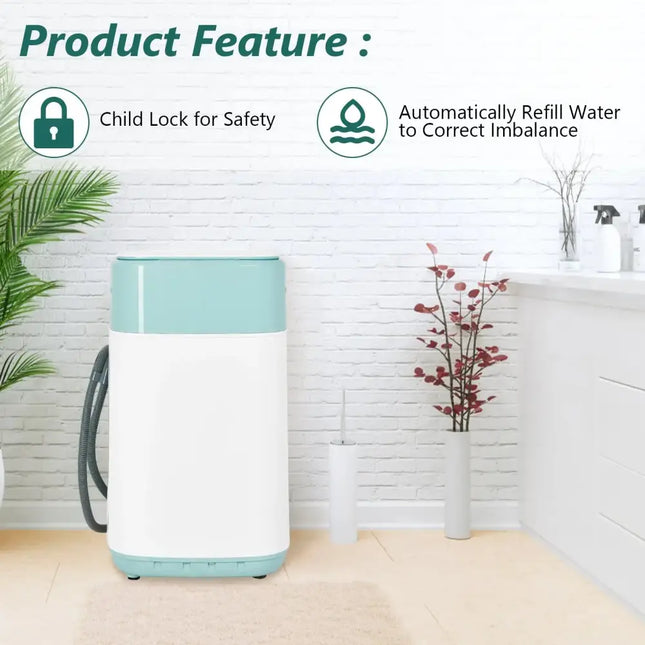 8lbs Portable Fully Automatic Washing Machine with Drain Pump-Green Costway