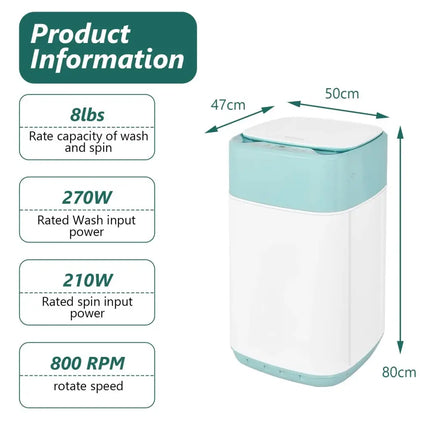 8lbs Portable Fully Automatic Washing Machine with Drain Pump-Green Costway