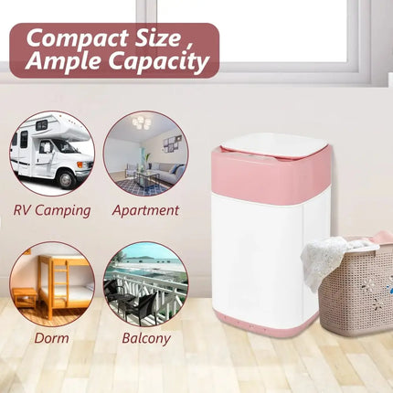 8lbs Portable Fully Automatic Washing Machine with Drain Pump-Pink Costway