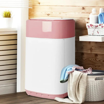 8lbs Portable Fully Automatic Washing Machine with Drain Pump-Pink Costway