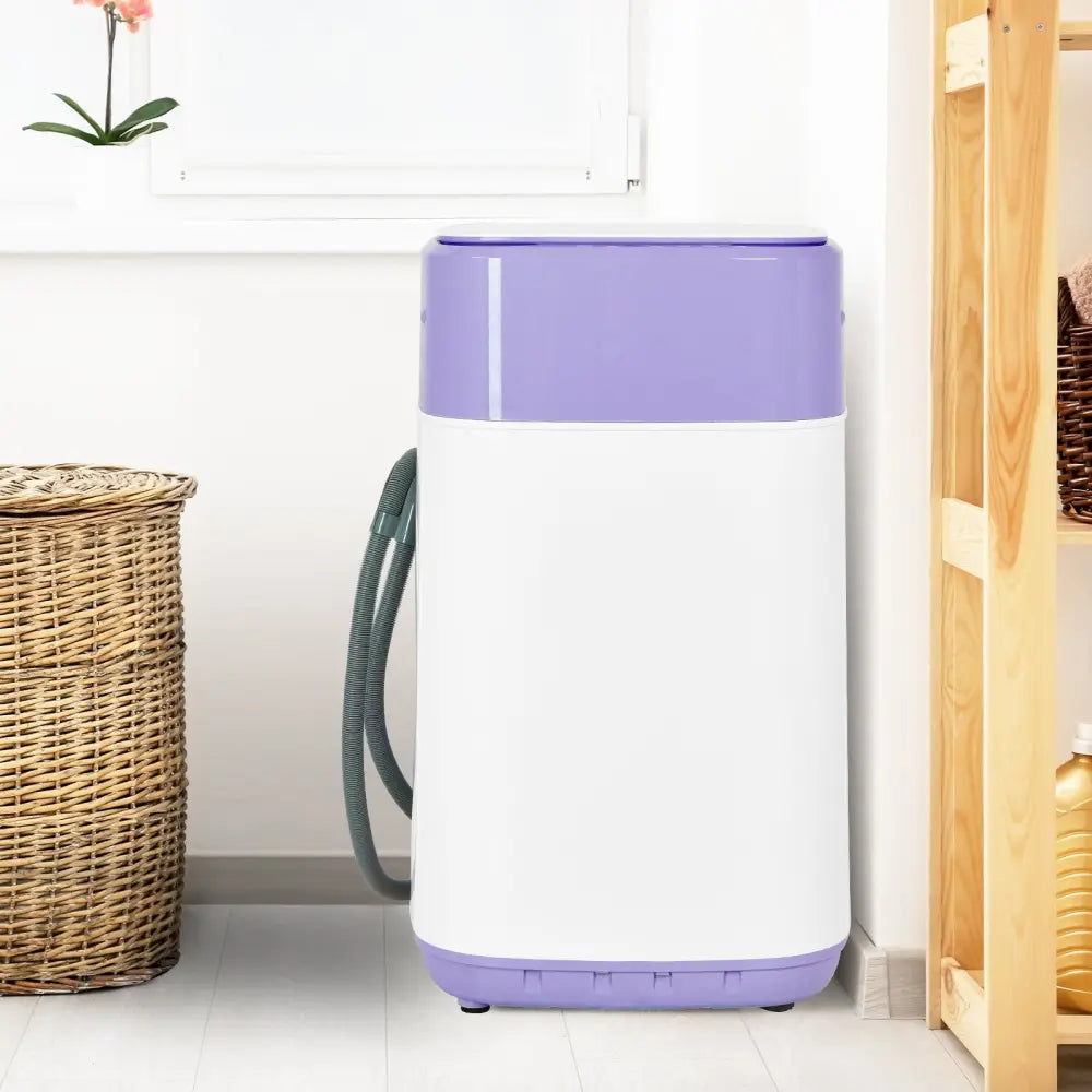 8lbs Portable Fully Automatic Washing Machine with Drain Pump-Purple - Purple - Washing Machines