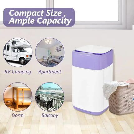 8lbs Portable Fully Automatic Washing Machine with Drain Pump-Purple Costway