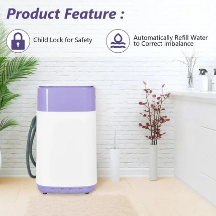 8lbs Portable Fully Automatic Washing Machine with Drain Pump-Purple Costway