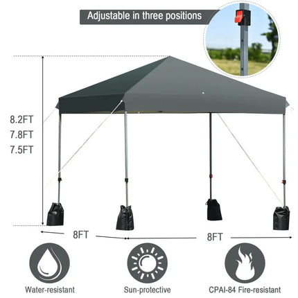 8x8’ Outdoor Pop up Canopy Tent w/Roller Bag-Gray - Gray - Canopies