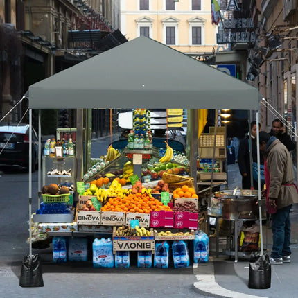 8x8’ Outdoor Pop up Canopy Tent w/Roller Bag-Gray - Gray - Canopies