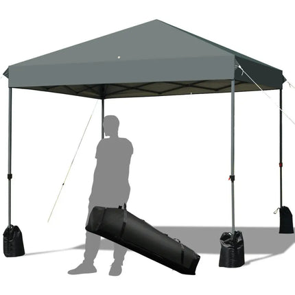 8x8’ Outdoor Pop up Canopy Tent w/Roller Bag-Gray - Gray - Canopies
