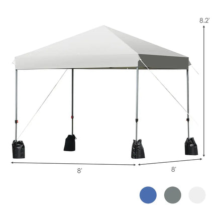 8x8’ Outdoor Pop up Canopy Tent w/Roller Bag-White - White - Canopies