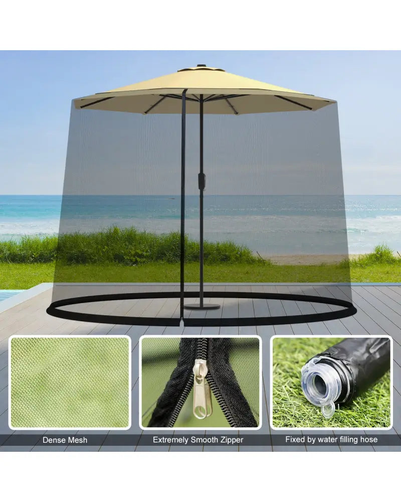 9 -10 Feet Outdoor Umbrella Table Screen Mosquito Bug Insect Net - Outdoor Umbrellas