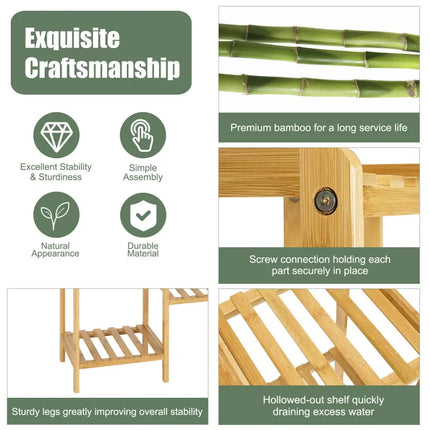9/11-Tier Bamboo Plant Stand for Living Room Balcony Garden-11-Tier - Natural - Plant Stands