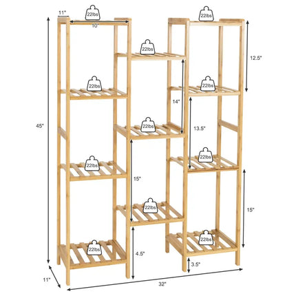 9/11-Tier Bamboo Plant Stand for Living Room Balcony Garden-11-Tier - Natural - Plant Stands